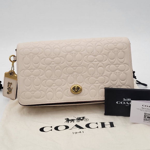 💥NWOT💥 Coach Dinky w/ Signature Embossing, Chalk - Picture 1 of 16